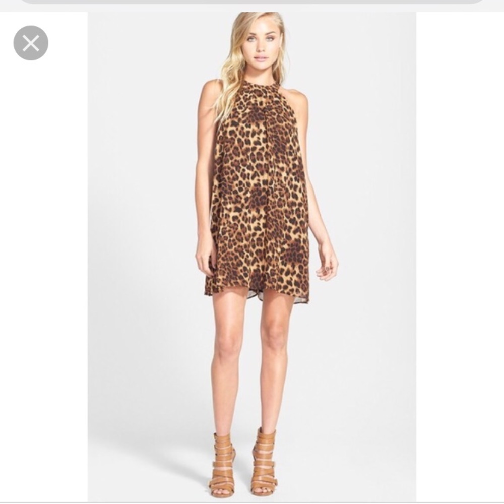 Astr high neck leopard print dress